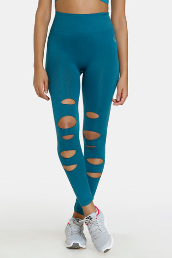 Buy Zelocity High Rise Quick Dry Leggings - Blue Coral